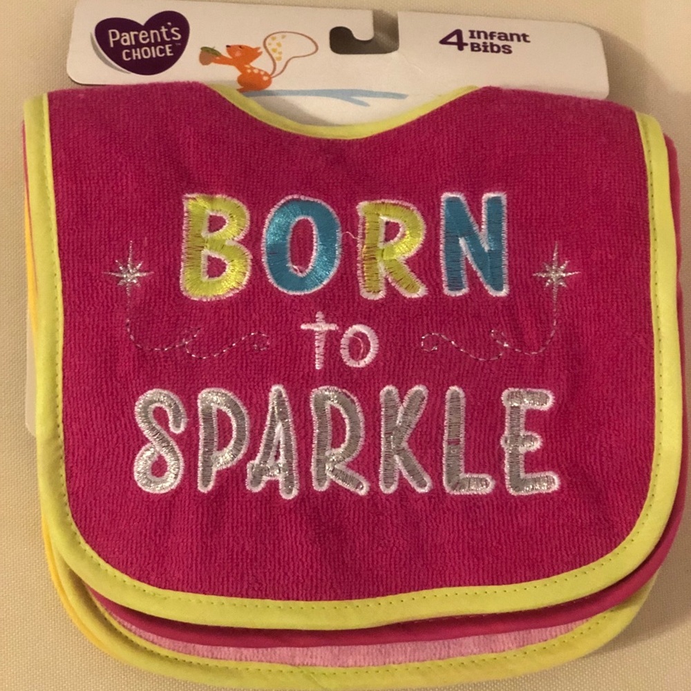 🔴SOLD🔴 new baby girl bibs, pack of 4